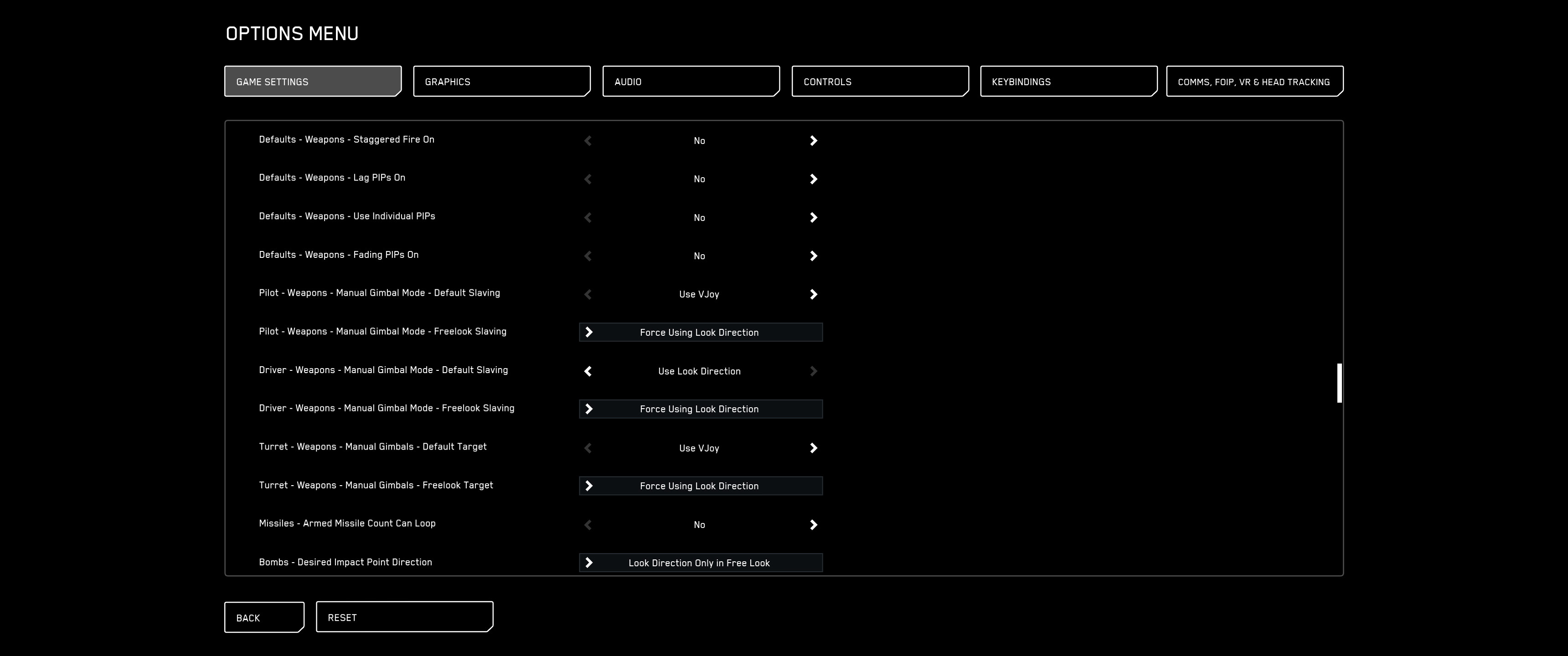 Landing Gear & Thruster Binds