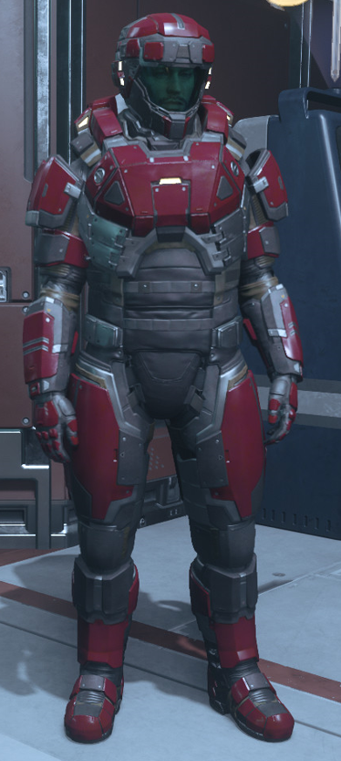 Marine combat uniform — ADP heavy armor, dark red colorway